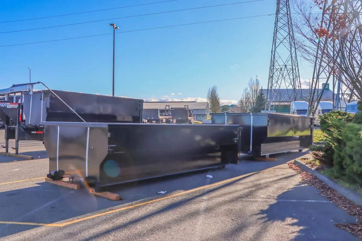 Roll-off dumpster ready for waste disposal at job site for 3 Yard Dumpster Rental in Sunbury